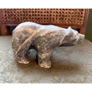 Vintage Soapstone Polar Bear Inuit From Alaskan Inuit Sculpture Repaired